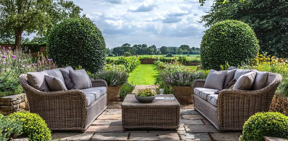 large rattan sofa set